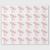 Roze Bruilofts Thee Party Rose Gouden Bloem Naam Cadeaupapier (Vlak)