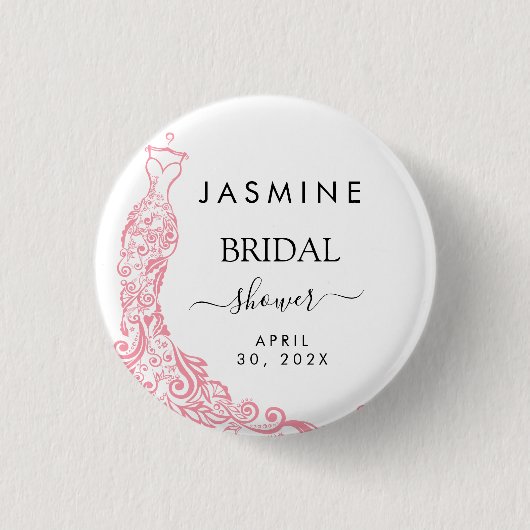 Roze bruiloftsborrel welkom ronde button 3,2 cm (Voorkant)