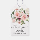 Roze Bruiloftsdouche met Bloemmotief Cadeaulabel (Voorkant)