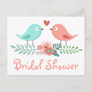 Roze Bruiloftsfeest Bloemrijke Liefdesvogels Bruil Uitnodiging Briefkaart