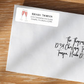 Roze Bruiloftsfeest Champagne Waterverf Etiket