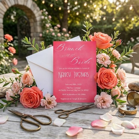 Roze Bruiloftsfeest Kaart