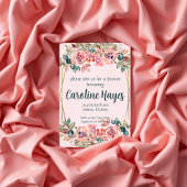 Roze Bruiloftsfeest met Bloemen Kaart