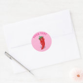 Roze Bruiloftsfeest Met Rode Hete Peper Diva Ronde Sticker (Envelop)