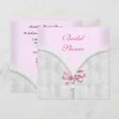 Roze Bruiloftsfeest Witte Kant Korset Kaart (Voorkant / Achterkant)