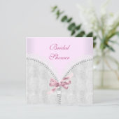 Roze Bruiloftsfeest Witte Kant Korset Kaart (Staand voorkant)