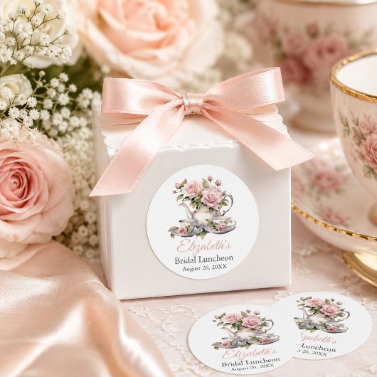 Roze Bruiloftslunch Favor Sticker