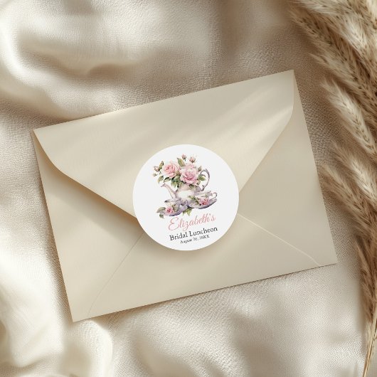 Roze Bruiloftslunch Favor Sticker