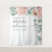 Roze Bruiloftsshower met Bloemenaquarèl Wandkleed (Voorkant)