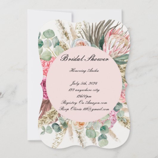Roze bruiloftsuitnodiging save the date (Voorkant)