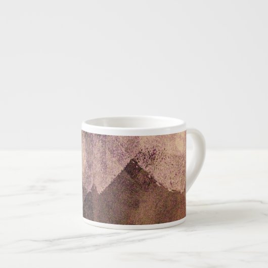 Roze bruin abstracte verfpenseellijnkunst espresso kop (Voorkant rechts)