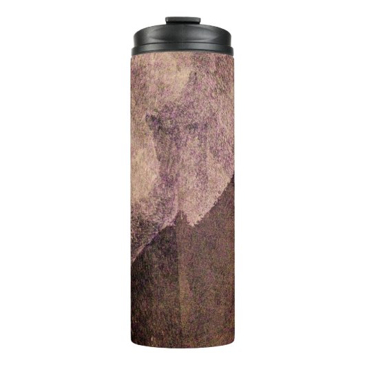 Roze bruin abstracte verfpenseellijnkunst thermosbeker (Voorkant)