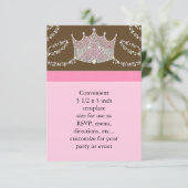Roze Bruin Baby Meisje Prinses Baby shower RSVP (Staand voorkant)