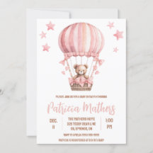 Roze & Bruin Beer in Hete Luchtballon Baby shower