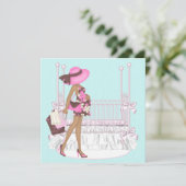 Roze Bruin Blauwgroen Blauw Baby Shower Uitnodigin Kaart (Staand voorkant)