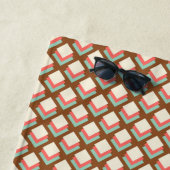 Roze Bruin Blauwgroen Geometrische Diamanten Retro Strandlaken (In situ)