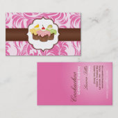 Roze & Bruin Bloemen Cup Taart Bakkerij Visitekaar Visitekaartje (Voorkant / Achterkant)
