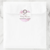 Roze & Bruin Bloemontwerp Baby shower Sticker (Tas)