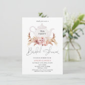 Roze bruin Boho Floral Tea Party Vrijgezellenfeest Kaart (Staand voorkant)