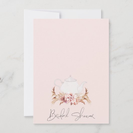 Roze bruin Boho Floral Tea Party Vrijgezellenfeest Kaart (Achterkant)