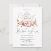 Roze bruin Boho Floral Tea Party Vrijgezellenfeest Kaart (Voorkant)
