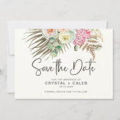 Roze bruin boho pampas grass Rozen Wedding S Save The Date (Voorkant)