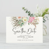 Roze bruin boho pampas grass Rozen Wedding S Save The Date (Staand voorkant)