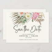 Roze bruin boho pampas grass Rozen Wedding S Save The Date (Voorkant / Achterkant)