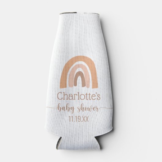 Roze bruin Boho regenboogBaby shower Flesjeskoeler (Voorkant)