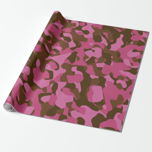 Roze bruin Camouflage Patroon Cadeaupapier (Uitgerold)