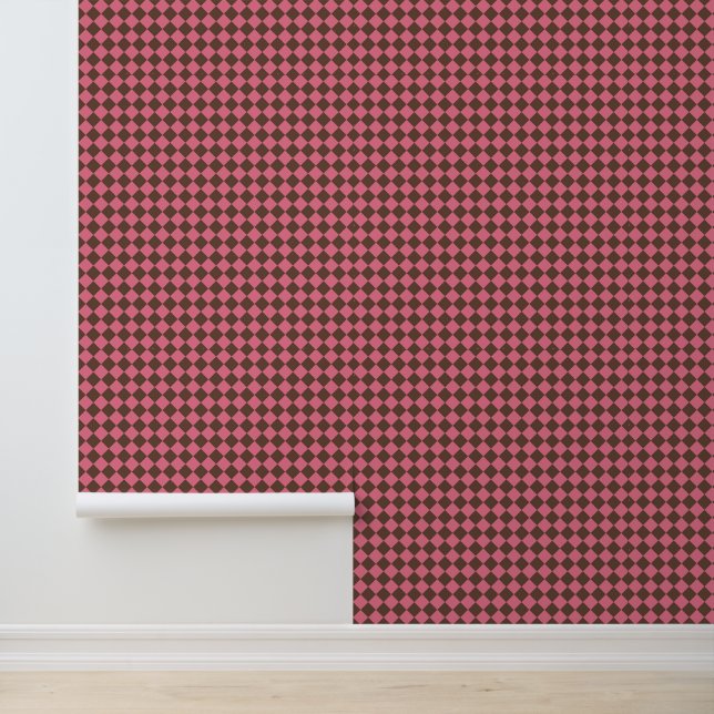 Roze Bruin Checker Diamant Patroon Behang (Applicatie)