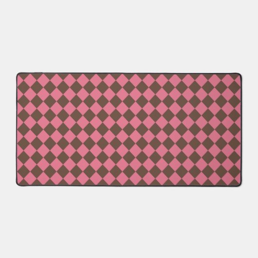 Roze Bruin Checker Diamant Patroon Bureaumat (Voorkant)