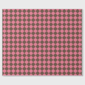 Roze Bruin Checker Diamant Patroon Cadeaupapier (Vlak)