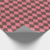 Roze Bruin Checker Diamant Patroon Cadeaupapier (Hoek)