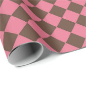 Roze Bruin Checker Diamant Patroon Cadeaupapier (Rol Hoek)