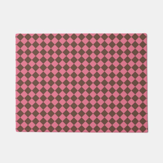 Roze Bruin Checker Diamant Patroon Deurmat (Voorkant)