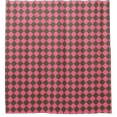 Roze Bruin Checker Diamant Patroon Douchegordijn (Voorkant)