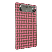 Roze Bruin Checker Diamant Patroon Mini Klembord (Schuin)