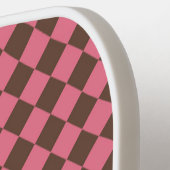 Roze Bruin Checker Diamant Patroon Pickleball Paddle (Links Detail)