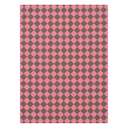 Roze Bruin Checker Diamant Patroon Tafelkleed (Voorkant)