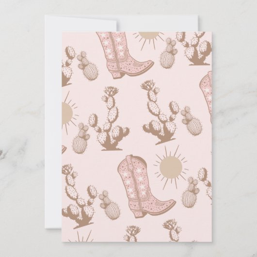  Roze Bruin Cowgirl Boot Rodeo 1e Verjaardag Kaart (Achterkant)