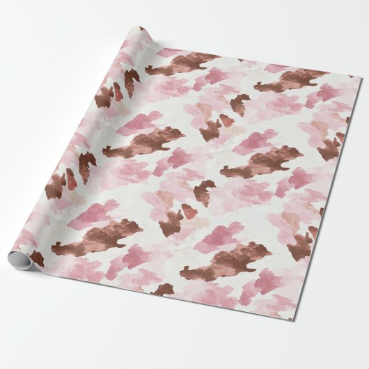 Roze Bruin Cowgirl Koe Print Dier Vrijgezellenfees Cadeaupapier (Uitgerold)