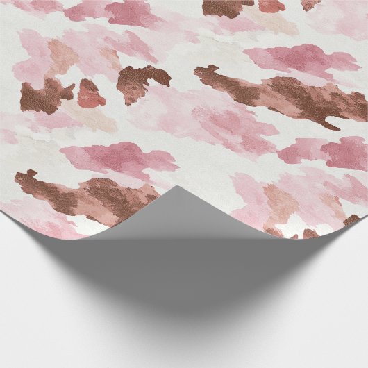 Roze Bruin Cowgirl Koe Print Dier Vrijgezellenfees Cadeaupapier (Hoek)