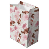 Roze Bruin Cowgirl Koe Print Dier Vrijgezellenfees Medium Cadeauzakje (Achterkant Gekanteld)