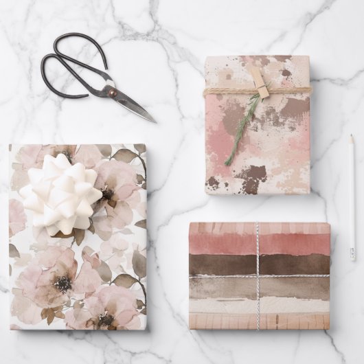 Roze Bruin Cowgirl Southwestern Bloemen Verjaardag Inpakpapier Vel (Voorkant)