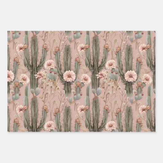 Roze Bruin Cowgirl Southwestern Bloemen Verjaardag Inpakpapier Vel (Voorkant 2)