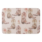 Roze Bruin Cowgirl Southwestern Laarzen Bloemen Badmat (Voorkant)