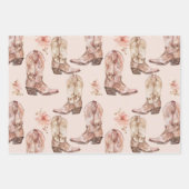 Roze Bruin Cowgirl Southwestern Pet Laarzen Verjaa Inpakpapier Vel (Voorkant 2)