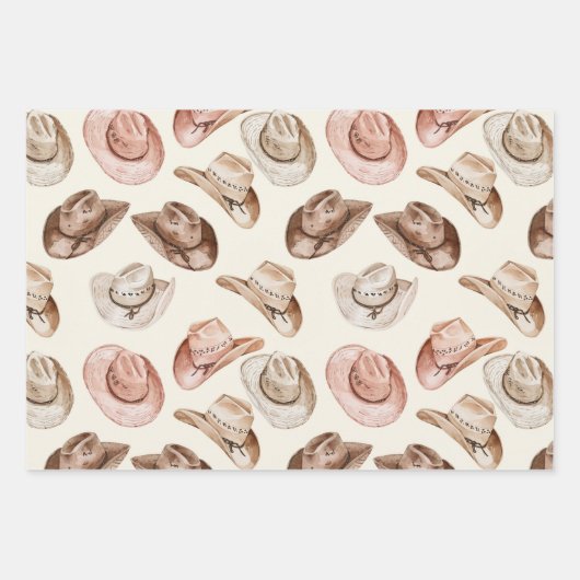 Roze Bruin Cowgirl Southwestern Pet Laarzen Verjaa Inpakpapier Vel (Voorkant)