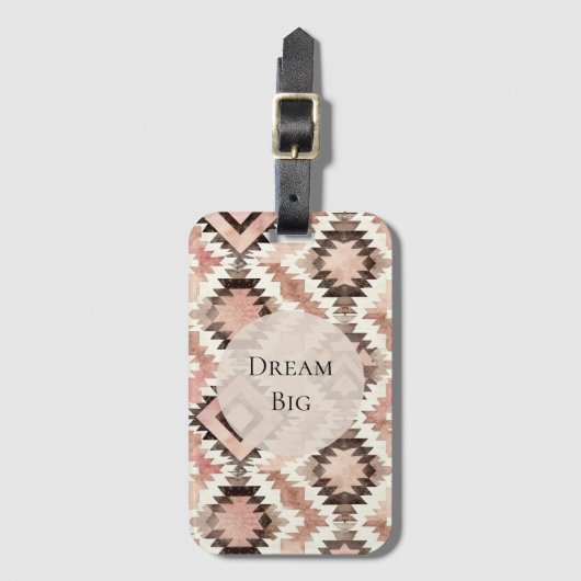 Roze Bruin Cowgirl Southwestern Tribal Bagagelabel (Voorkant (verticaal))